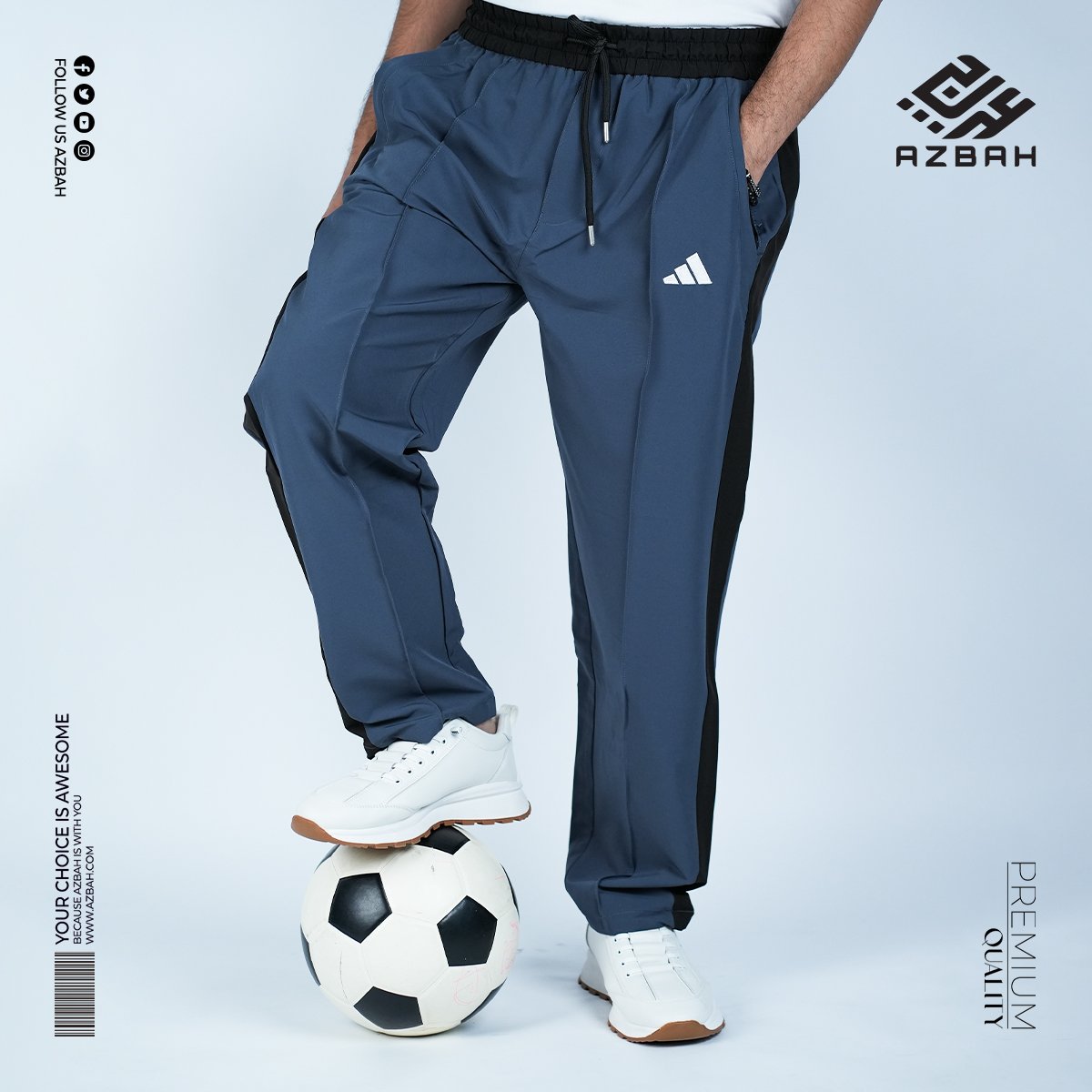 Azbah-Trouser-with-football-05 Premium china duby trouser-Cyan blue - Image 1