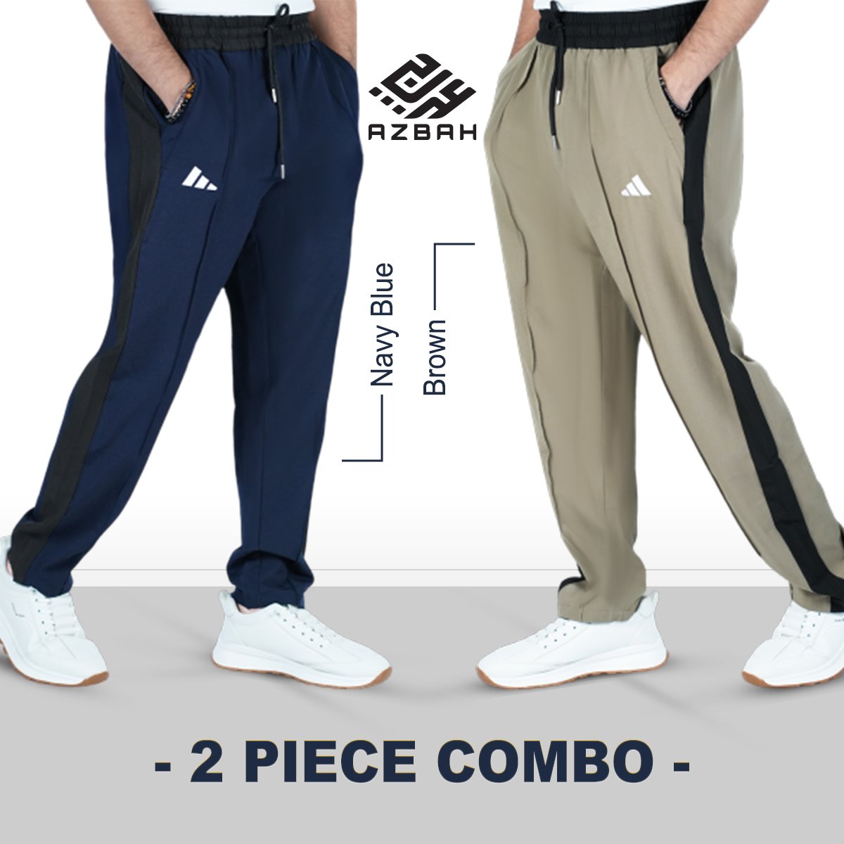 Navy-Blue-&-Brown Premium panel trouser-Navy & brown - Image 1