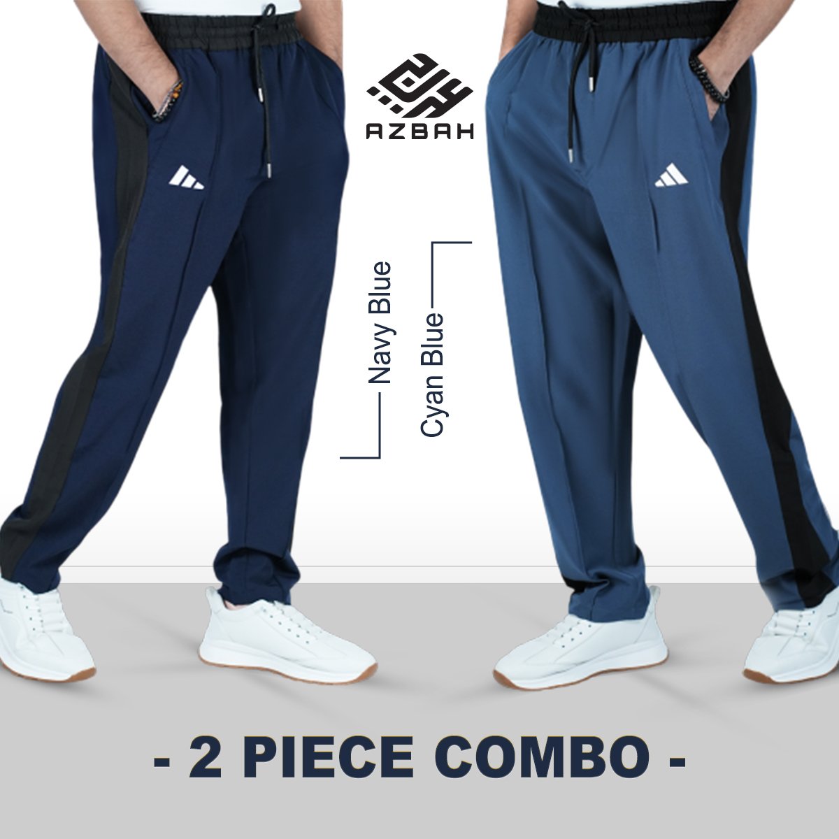 Navy-Blue-&-Cyan-Blue Premium panel trouser-Navy & cyan blue - Image 1